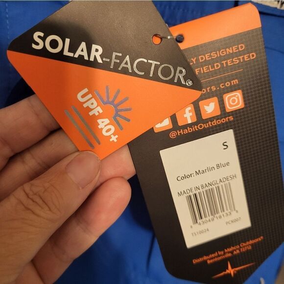 Habit Fourche Mountain Marlin Blue River Fishing Shirt, S New w/tags - Picture 7 of 10